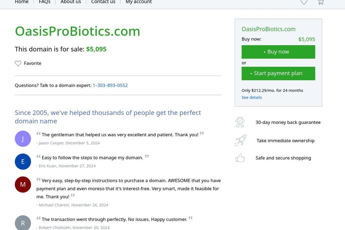 Oasis Probiotics homepage
