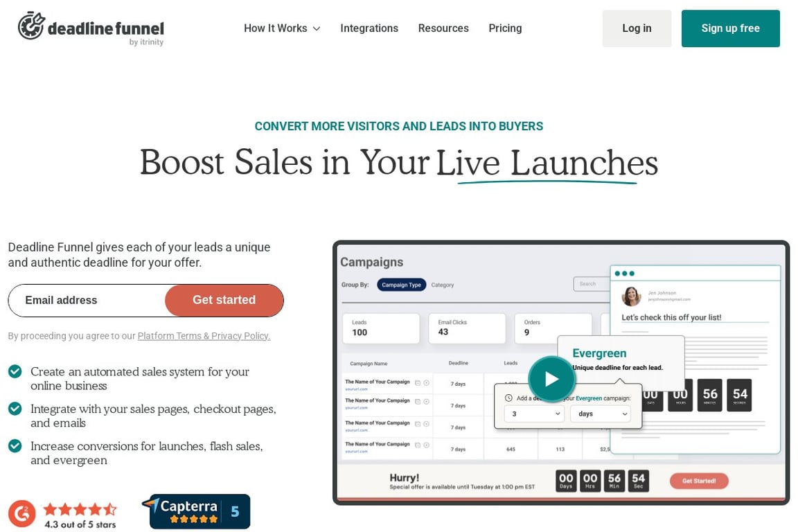 Deadline Funnel homepage