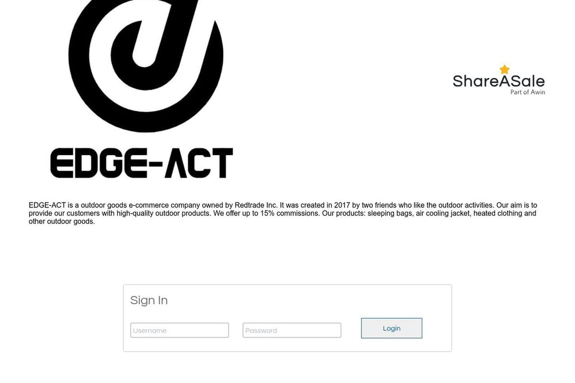 Edge Act affiliate program signup page
