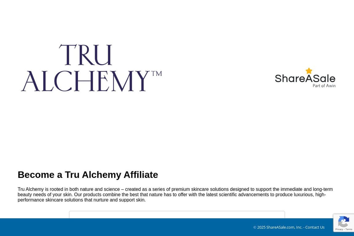Tru Alchemy affiliate program signup page