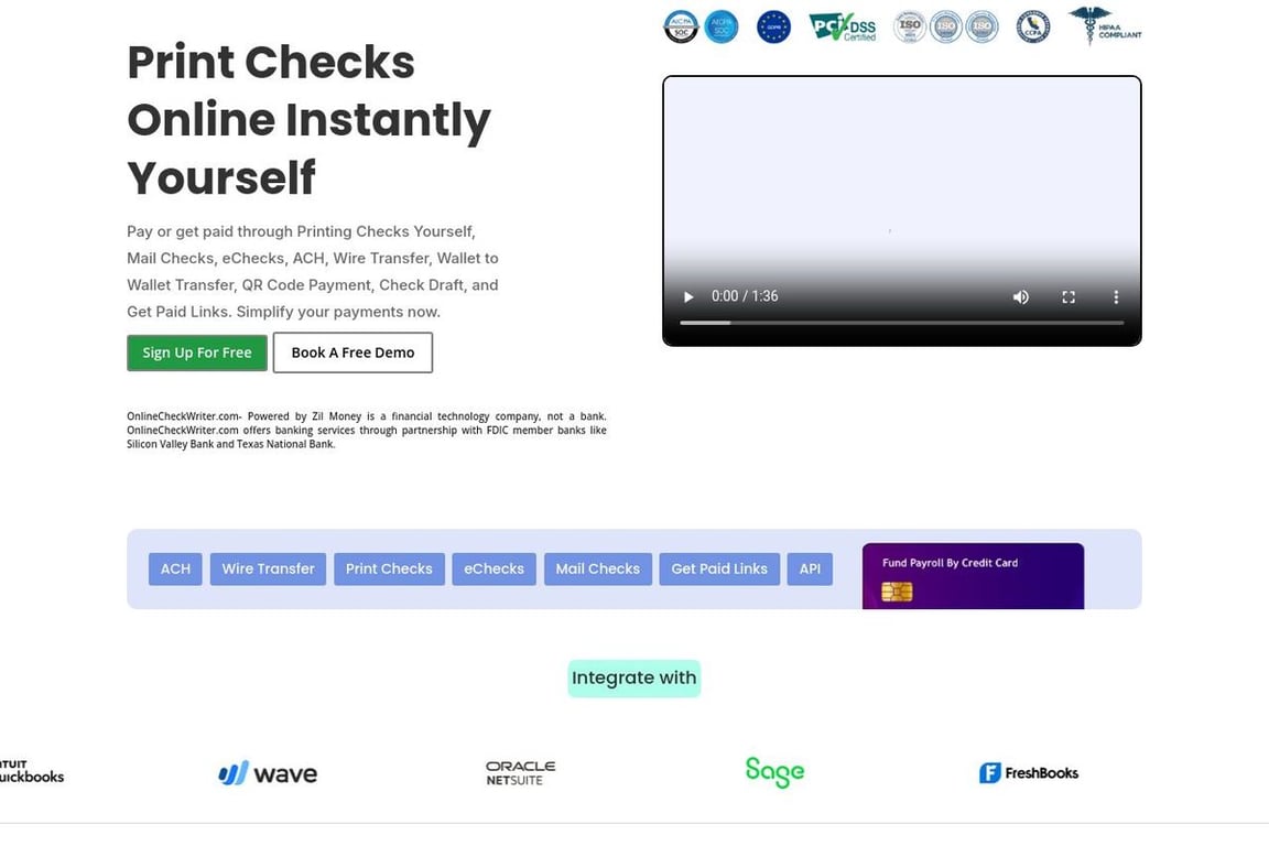 Online Check Writer homepage