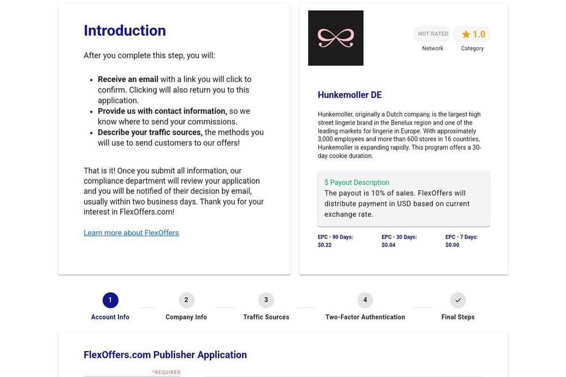 Hunkemoller DE affiliate program signup page