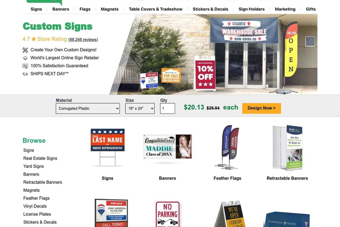 BuildASign and EasyCanvasPrints homepage