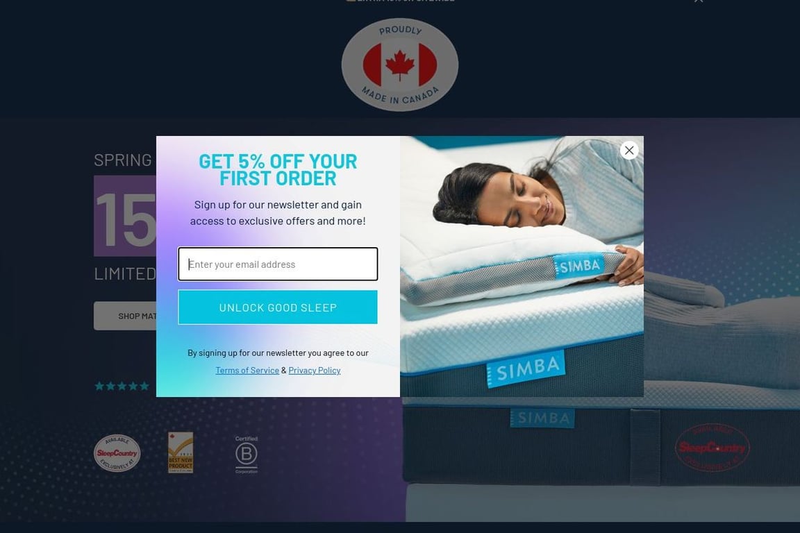 Simba Sleep homepage