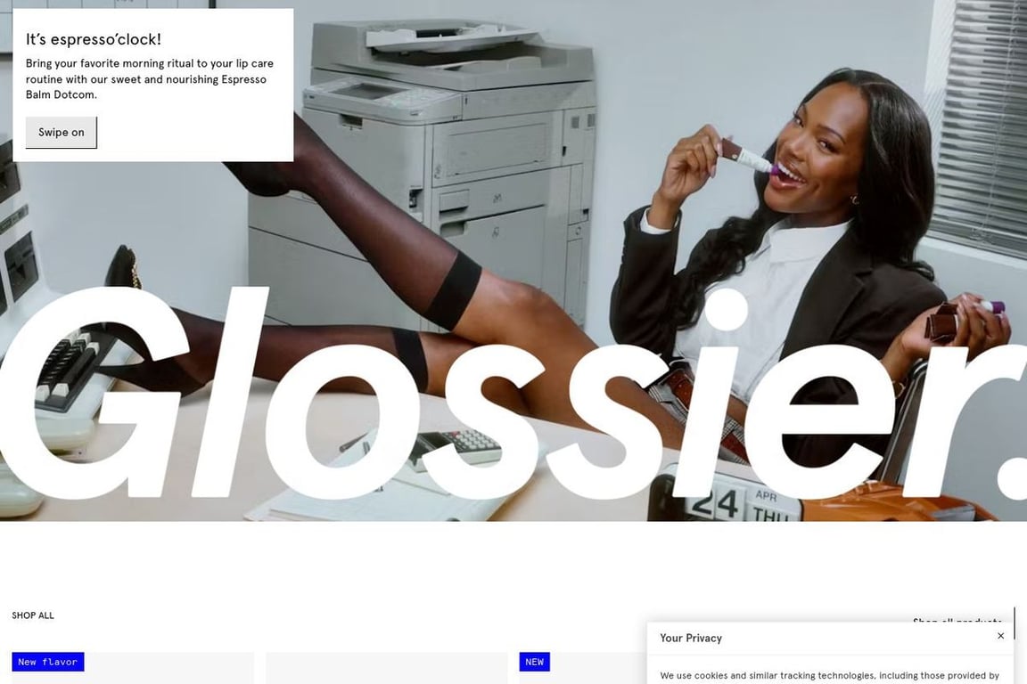 Glossier homepage