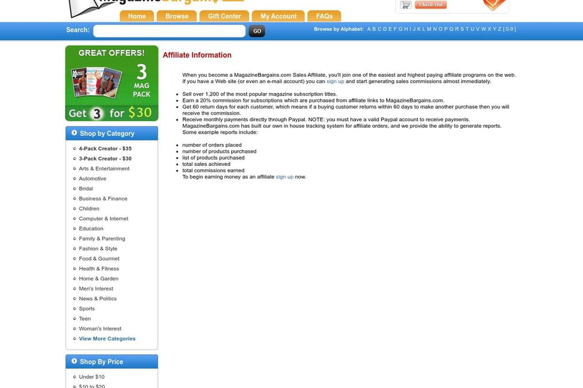 MagazineBargains.com affiliate program signup page