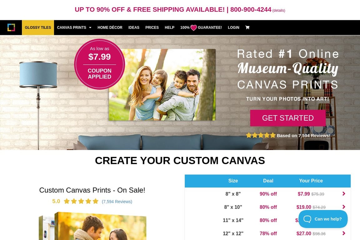 Simple Canvas Prints homepage