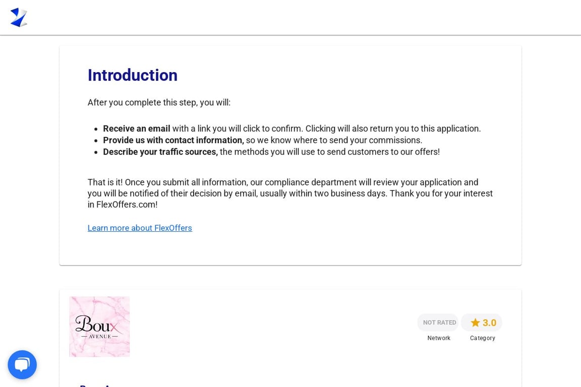 Boux Avenue affiliate program signup page