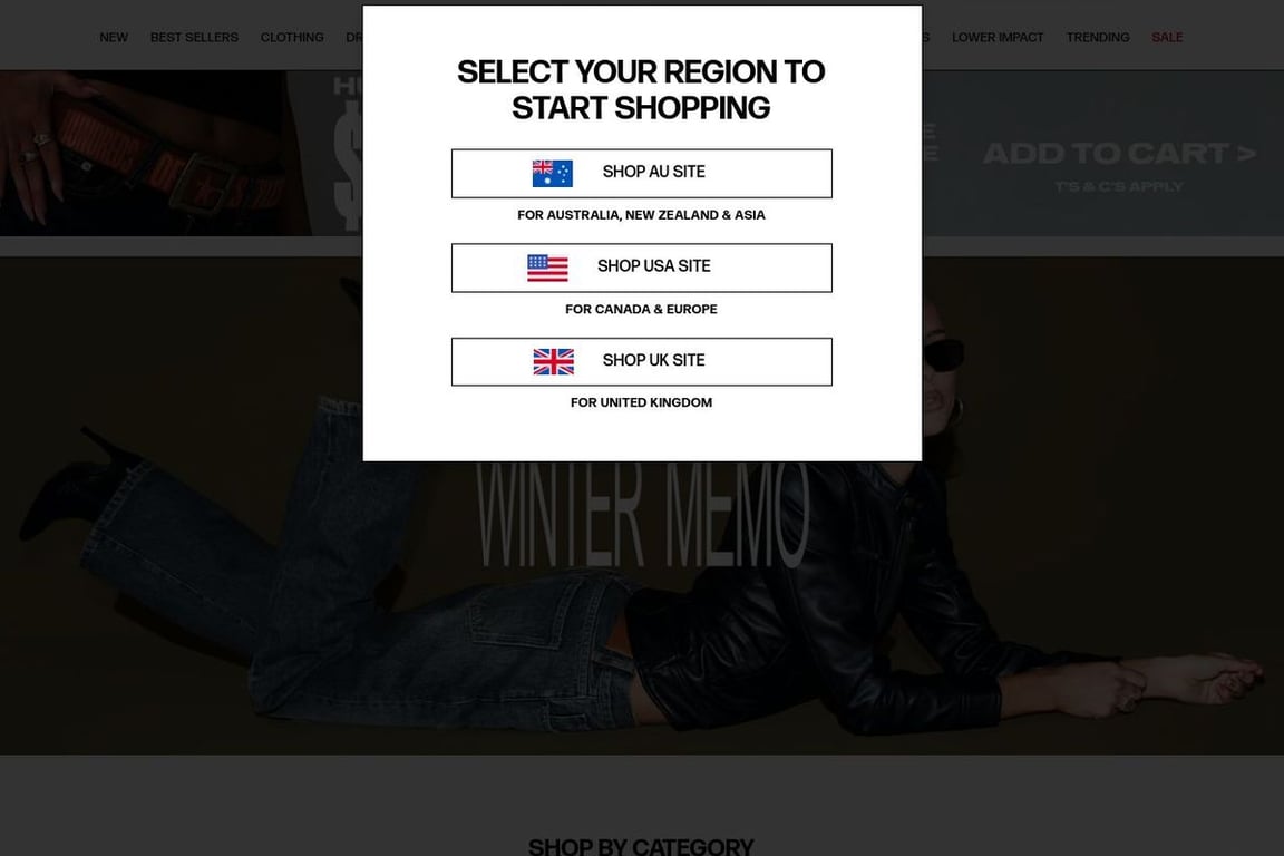 Princess Polly AU homepage