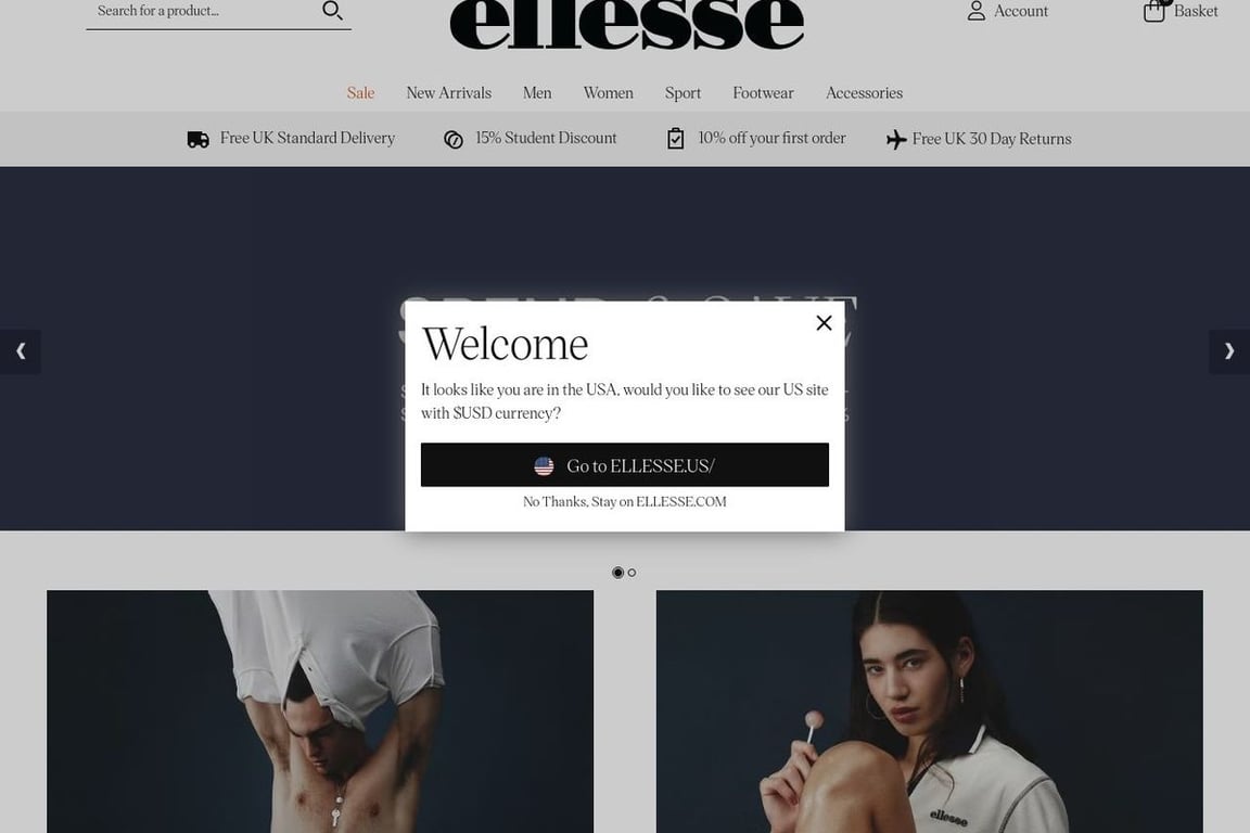Ellesse homepage