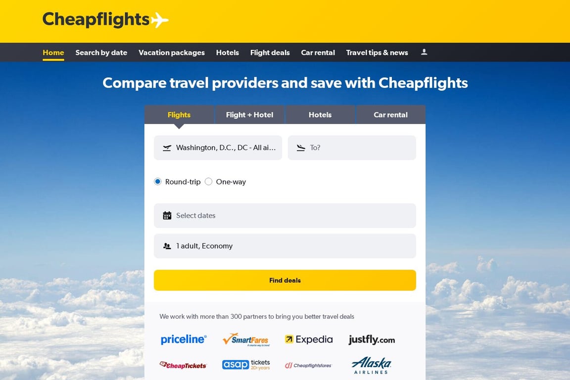 Cheapflights homepage