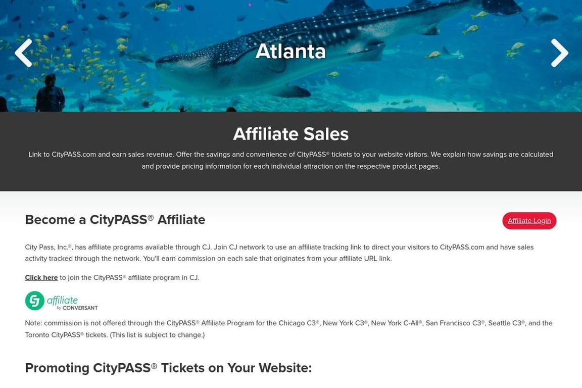 CityPASS affiliate program signup page