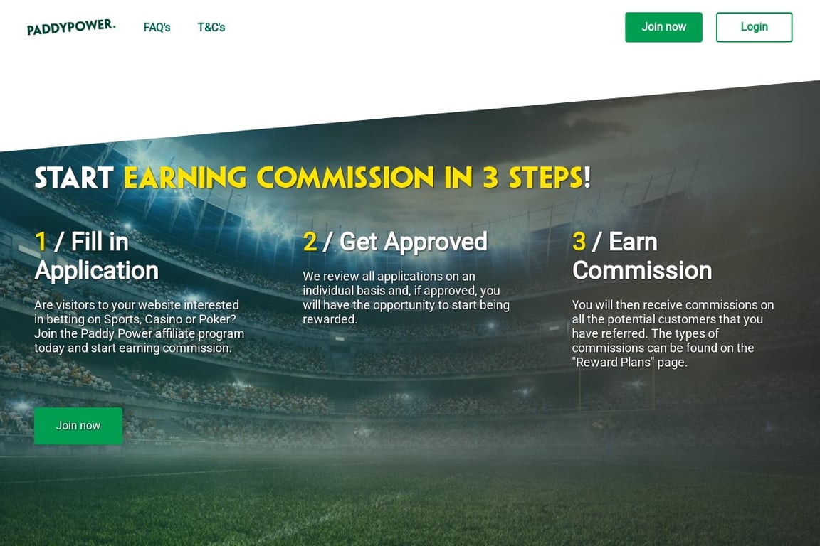 Paddy Power (UK) affiliate program signup page