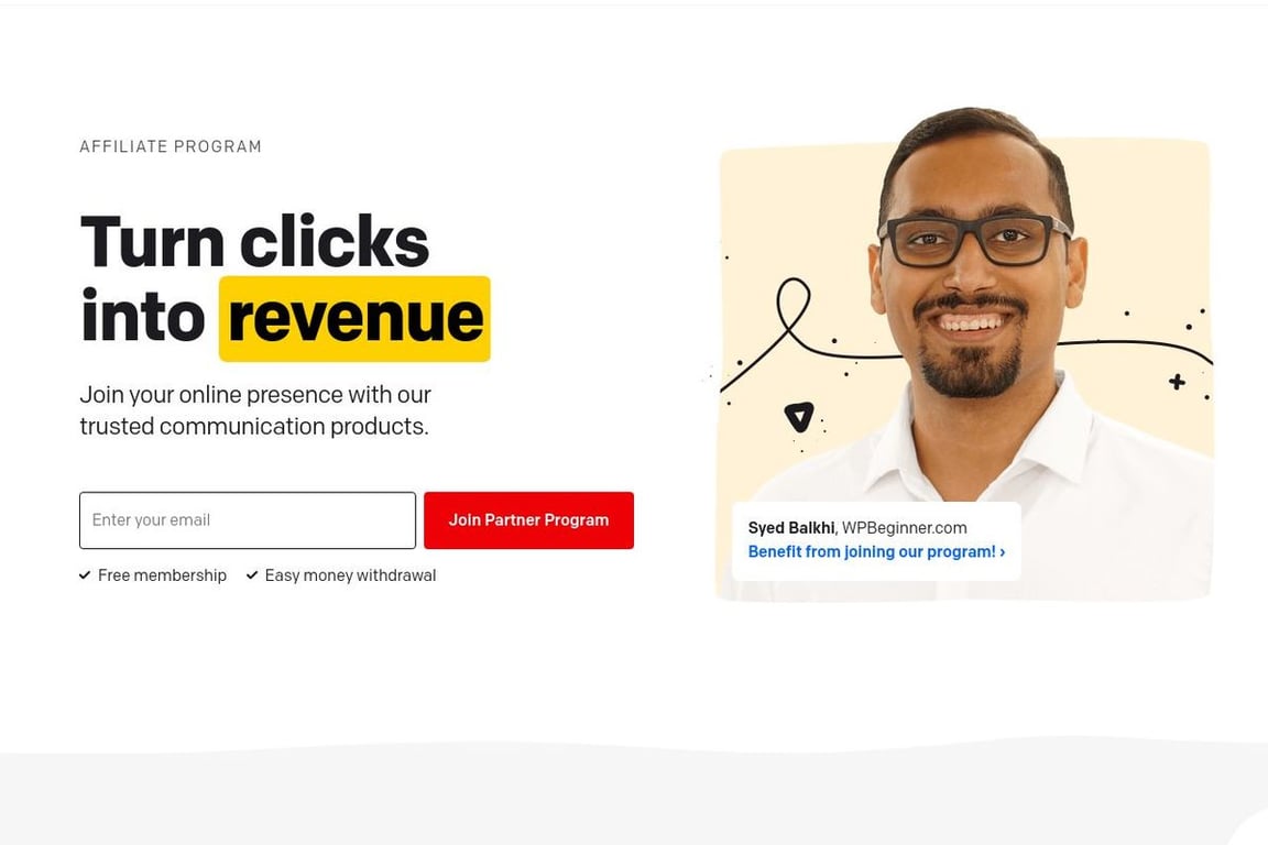 LiveChat affiliate program signup page
