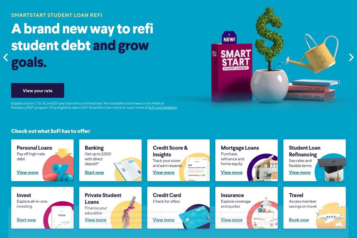 SoFi homepage