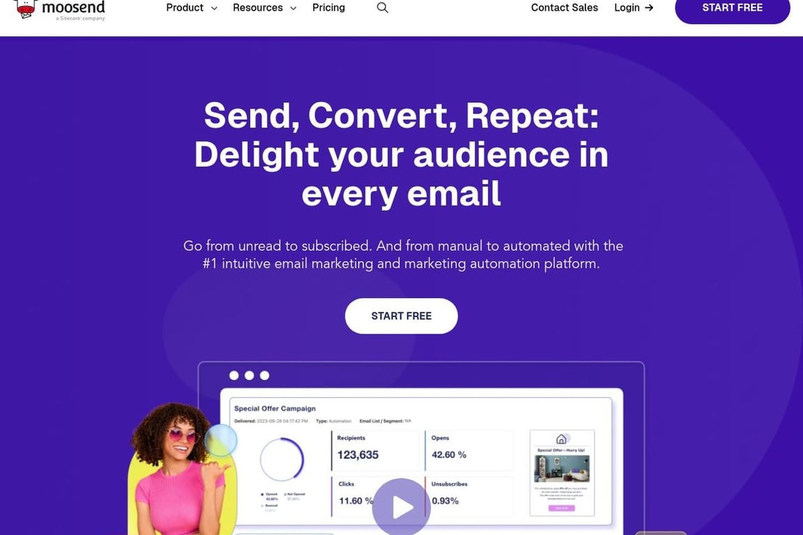 Moosend homepage