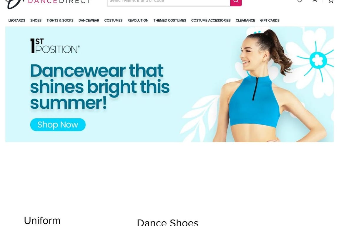 Dance Direct homepage