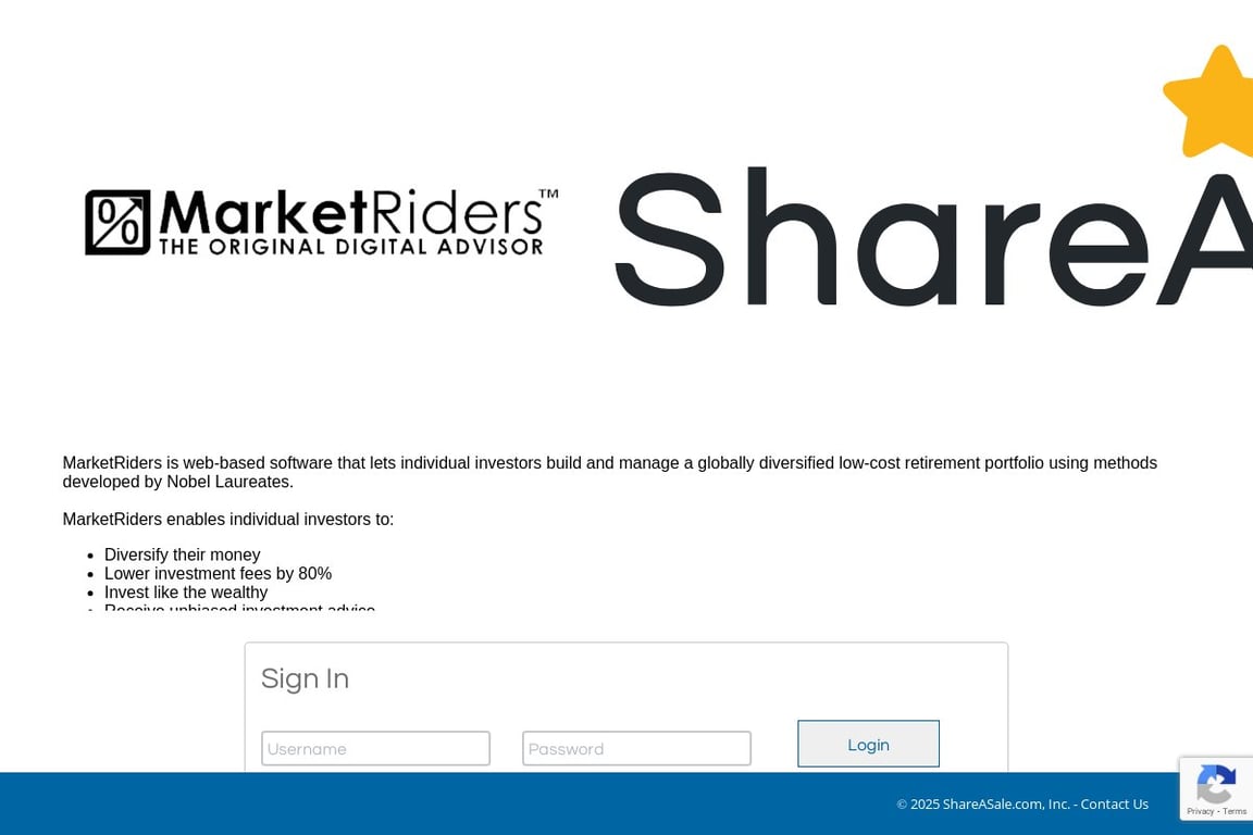 MarketRiders affiliate program signup page