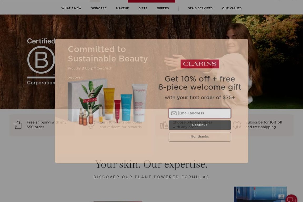 Clarins homepage