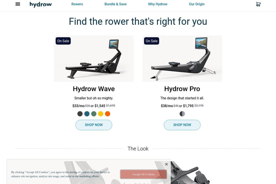Hydrow US Preferred homepage