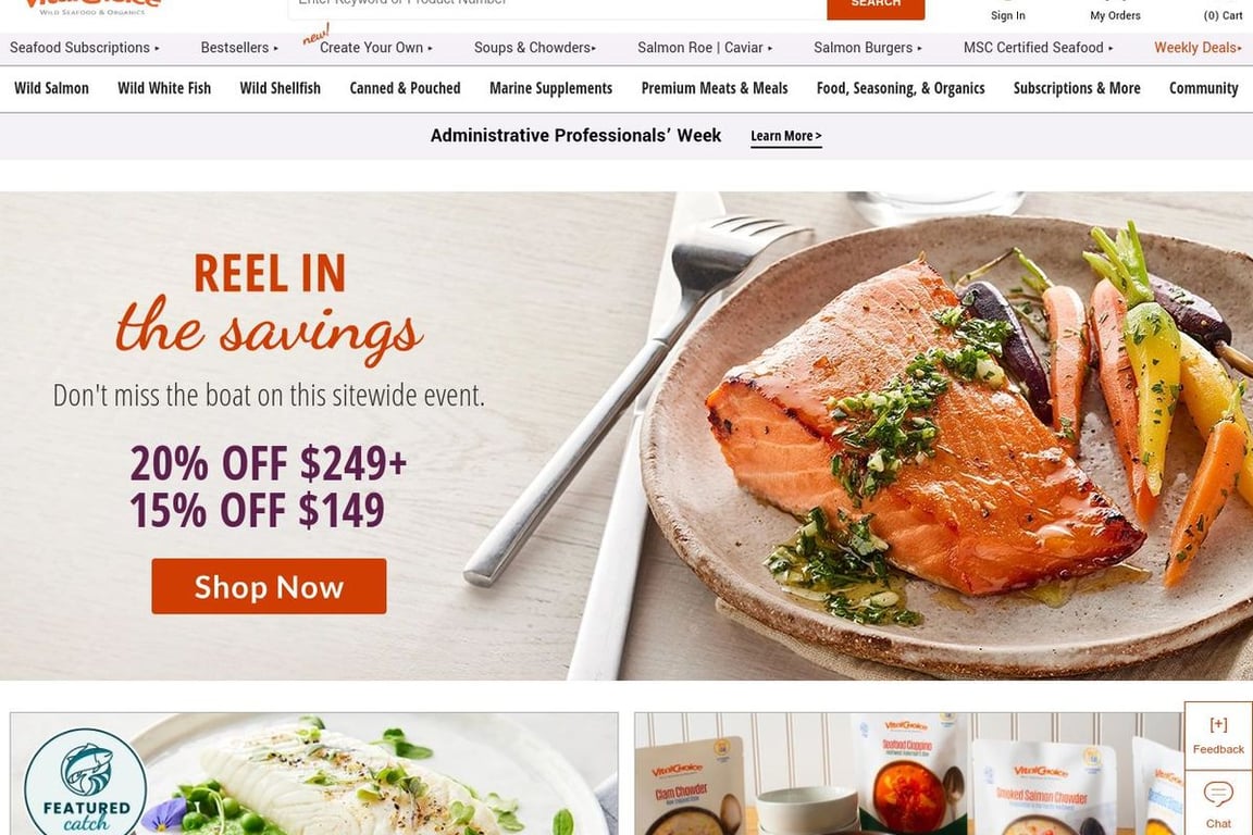 Vital Choice homepage