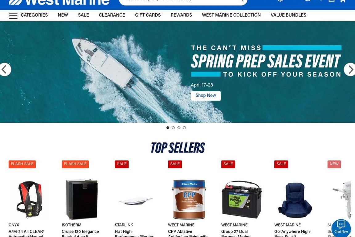West Marine homepage