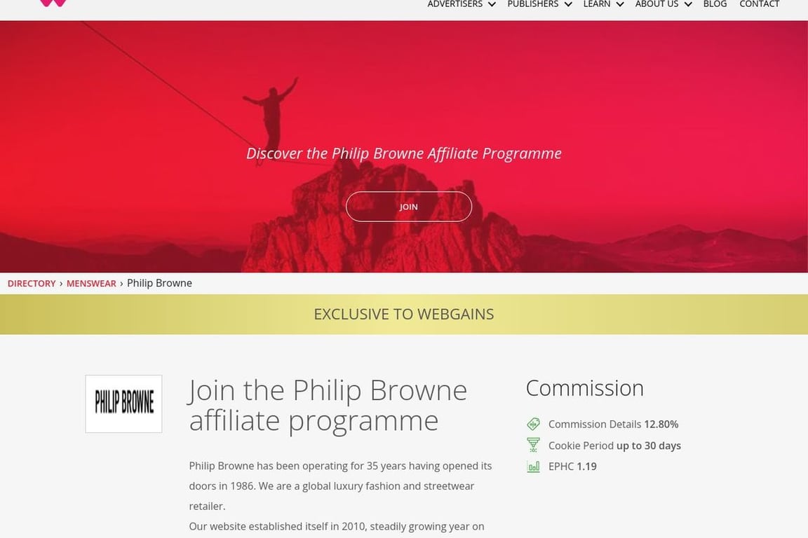 Philip Browne affiliate program signup page