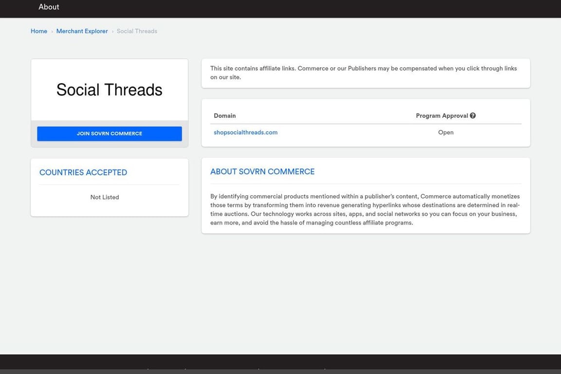 Social Threads affiliate program signup page