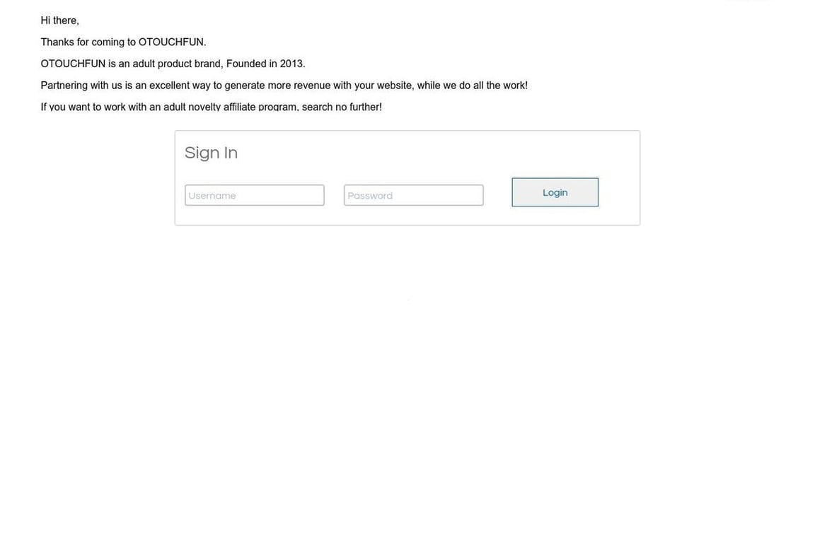 OTOUCH affiliate program signup page