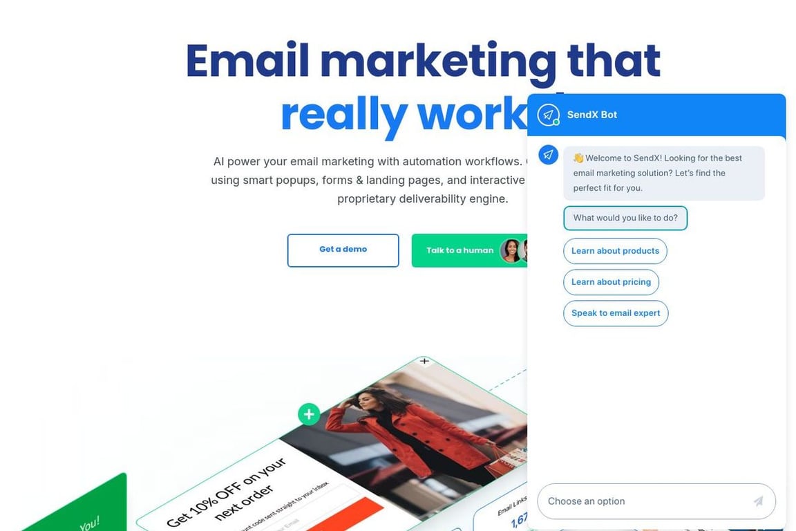 SendX homepage