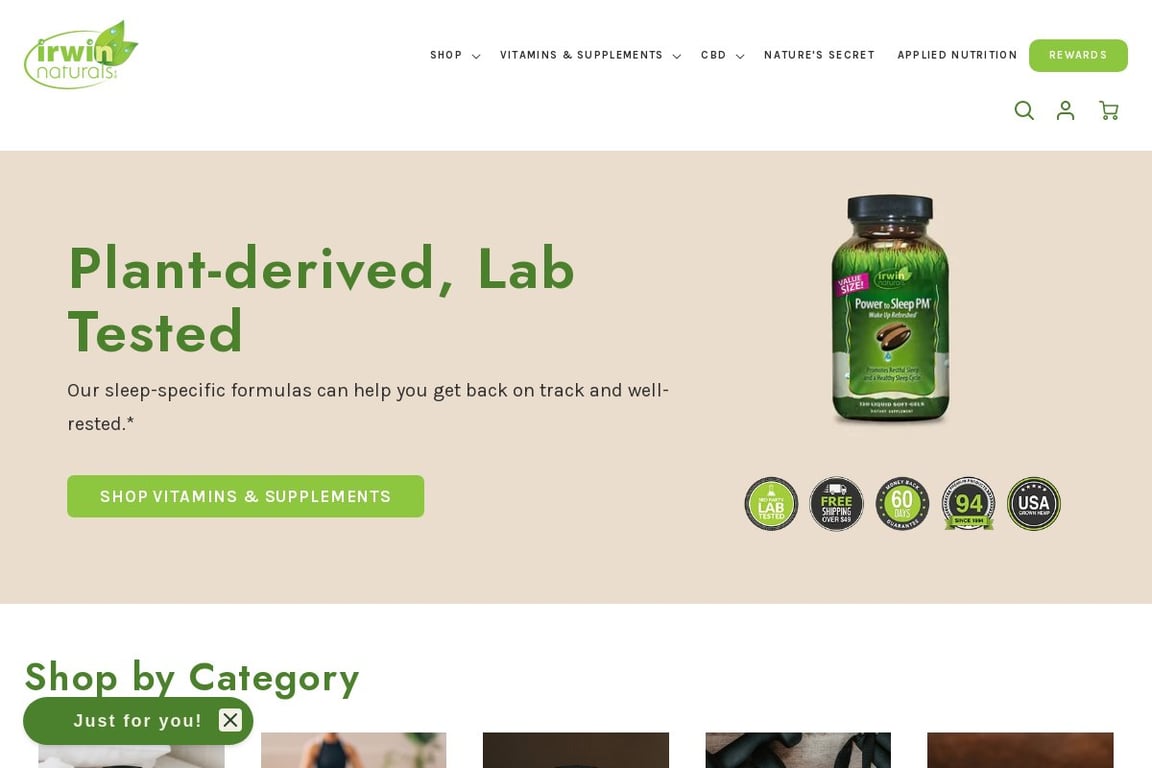 Irwin Naturals homepage