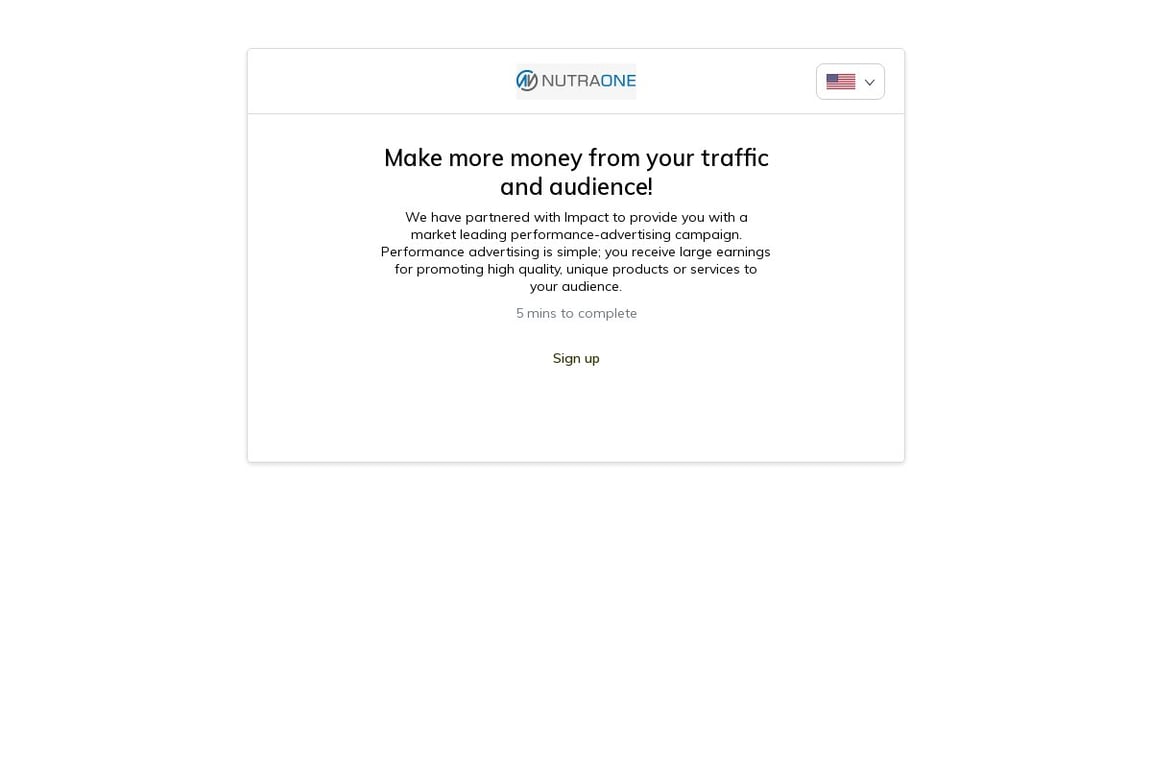 NutraOne affiliate program signup page