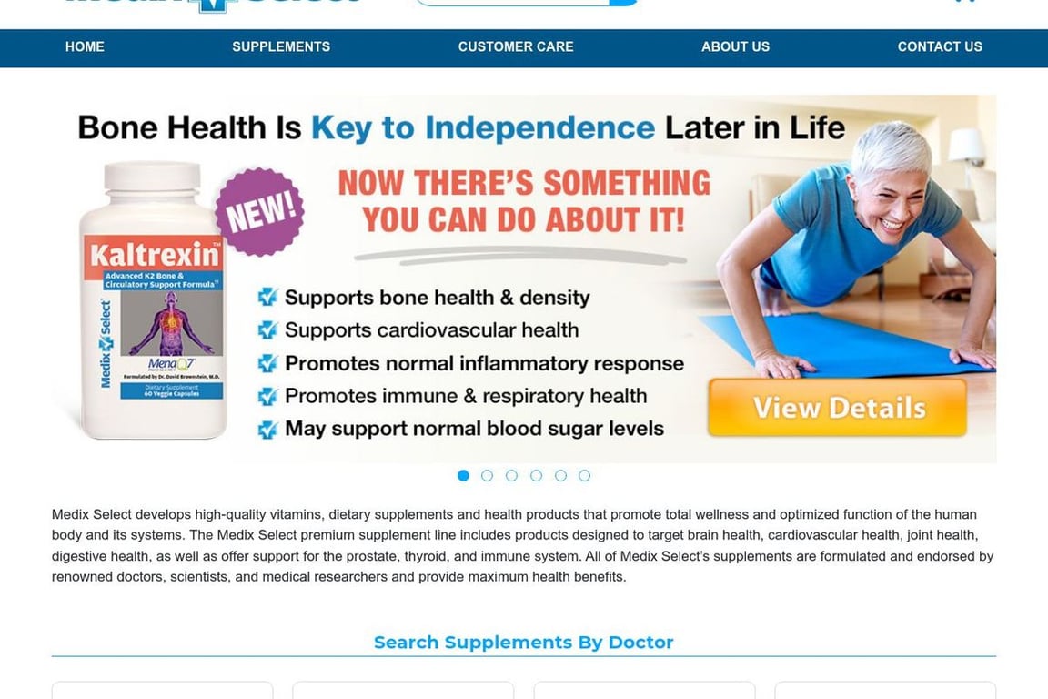 Medix Select Nutritional Supplements homepage