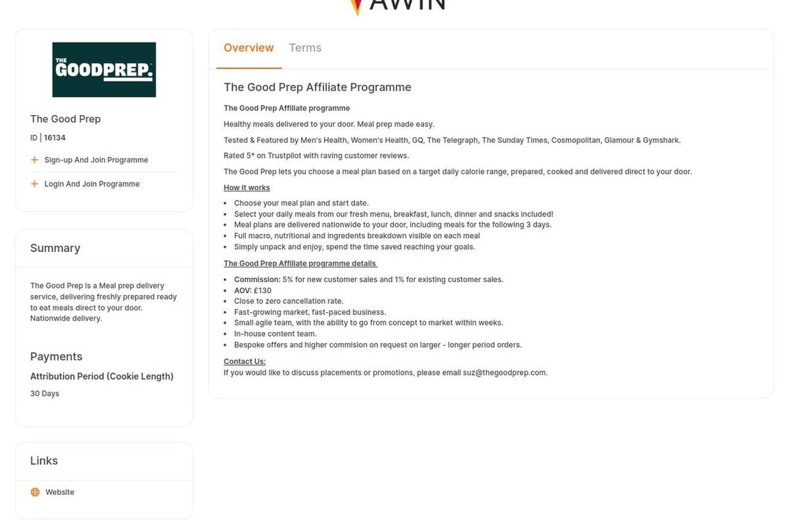 Balance affiliate program signup page