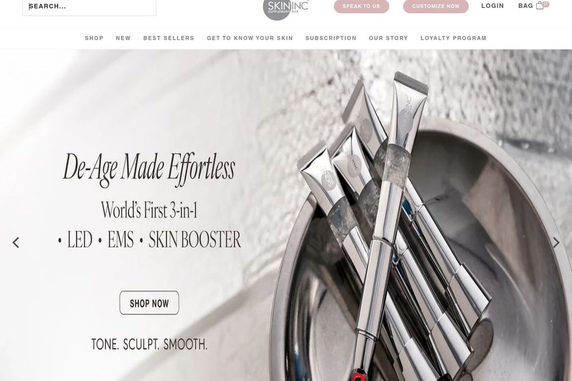 Skin Inc homepage
