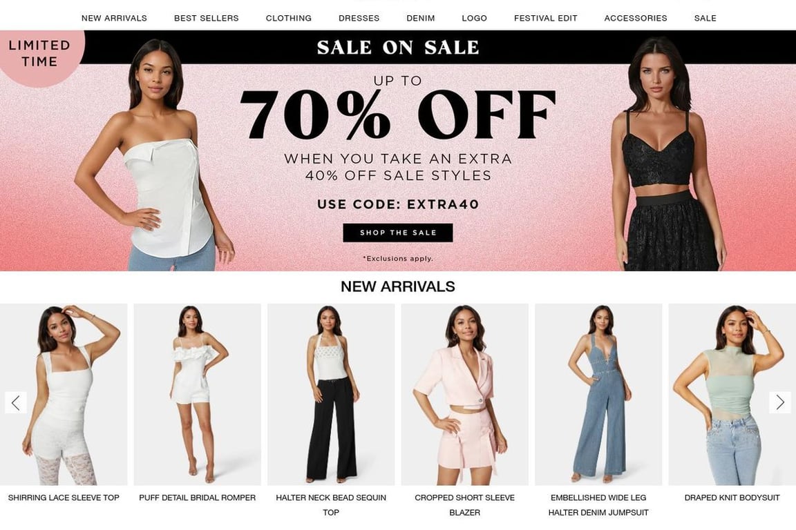 Bebe homepage