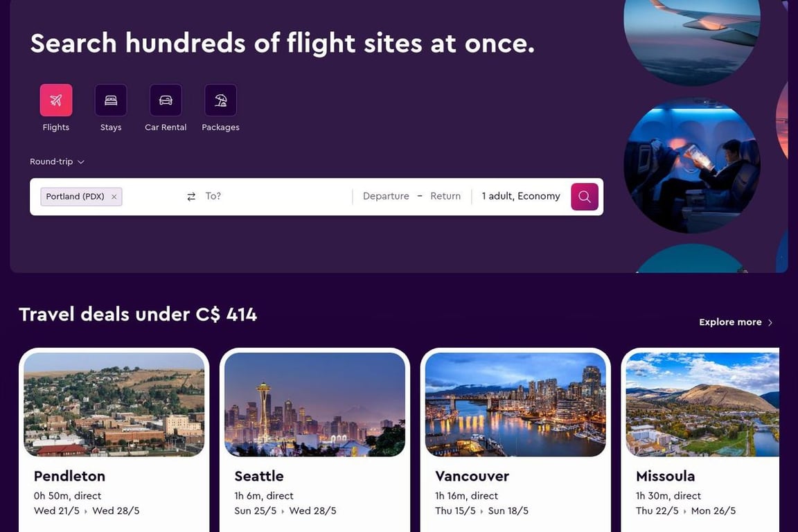 Momondo CA homepage