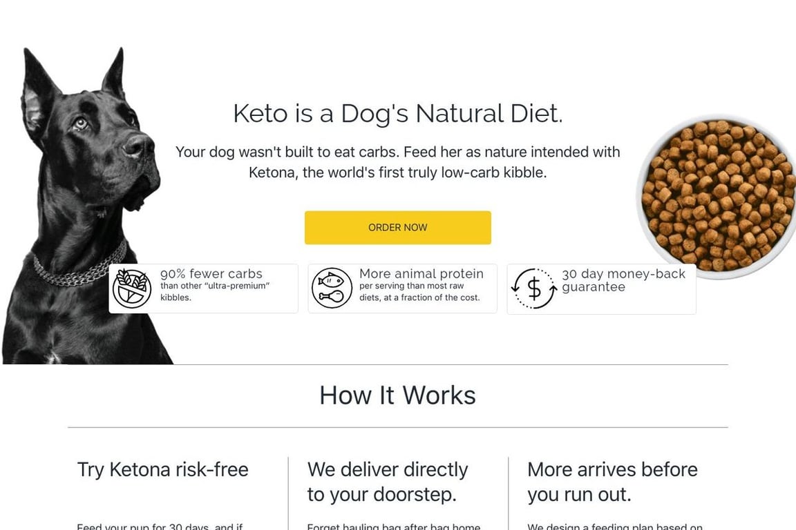 Keto Natural Pet Foods homepage