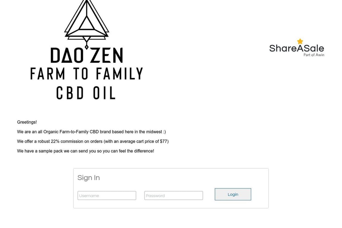 Daozen affiliate program signup page