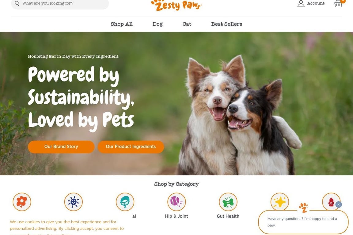 Zesty Paws homepage