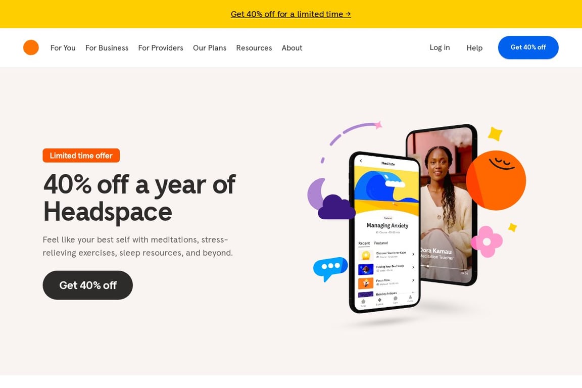 Headspace homepage