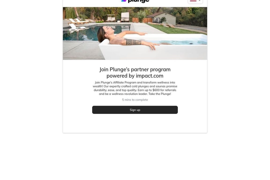 Plunge Preferred affiliate program signup page