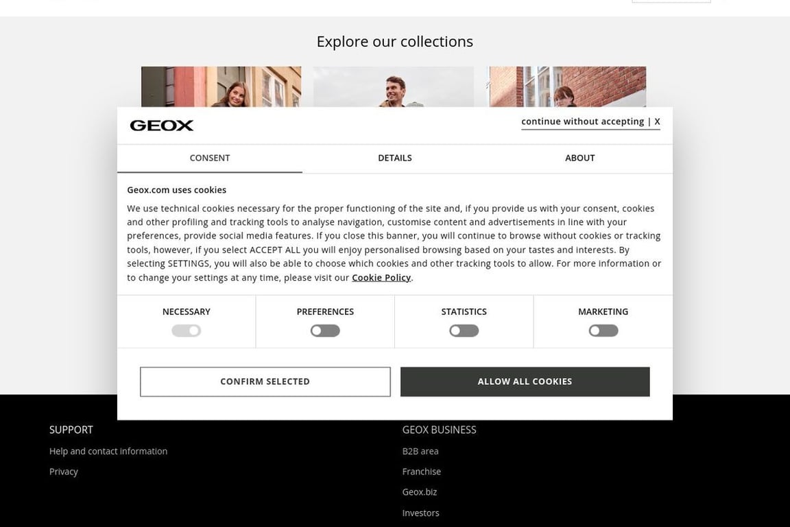 Geox US homepage