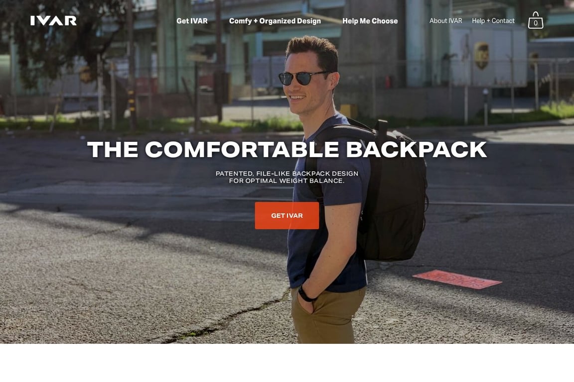 IVAR: The Backpack Reinvented homepage
