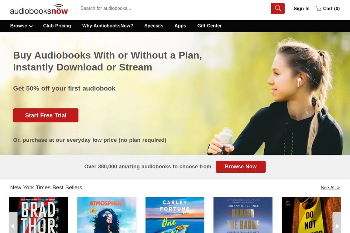 AudiobooksNow homepage