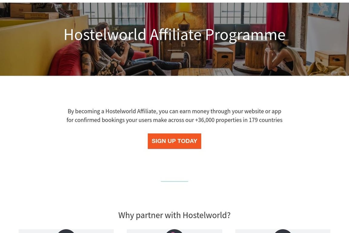 Hostelworld affiliate program signup page