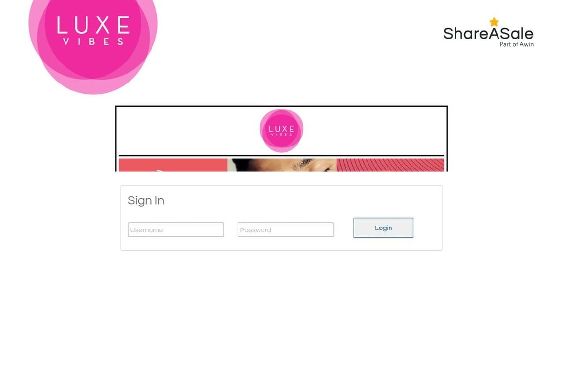 Luxe Vibes affiliate program signup page