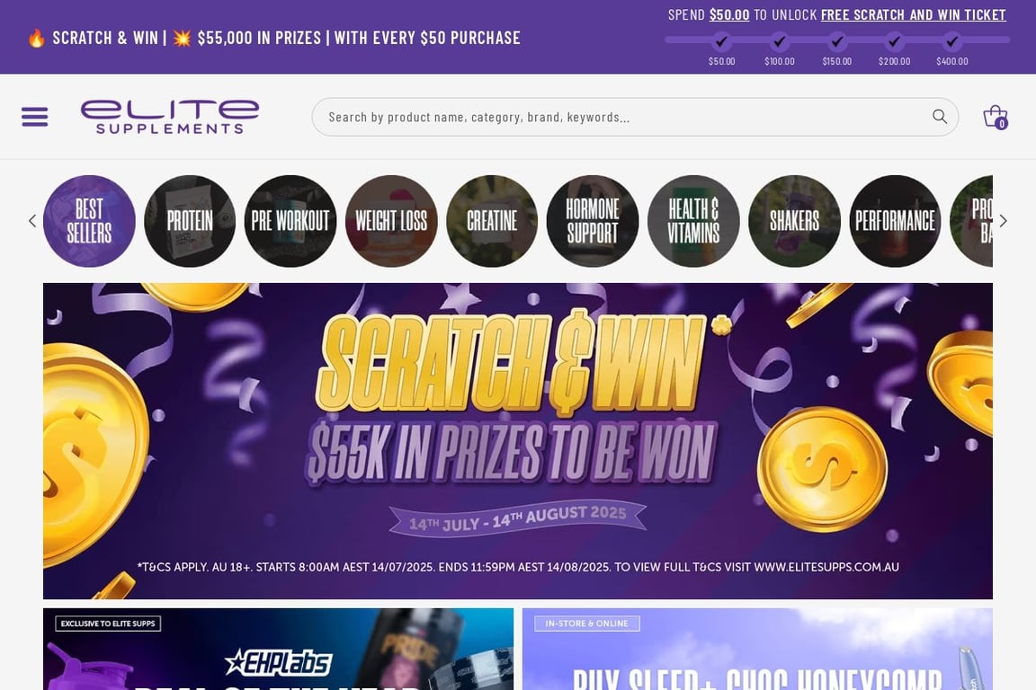 Elite Supps homepage