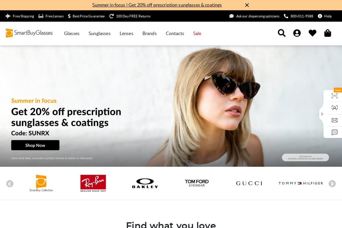 SmartBuyGlasses UK homepage