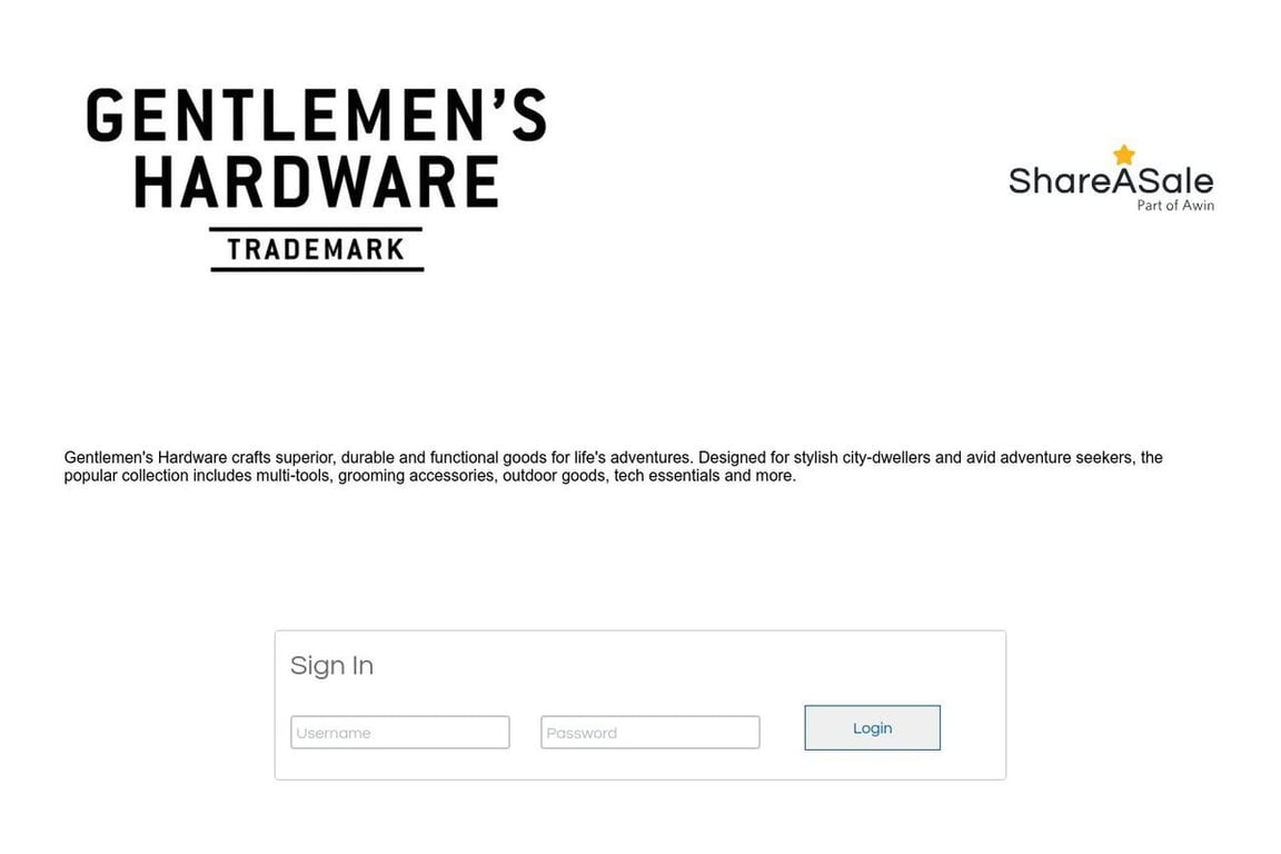 Gentlemen’s Hardware affiliate program signup page